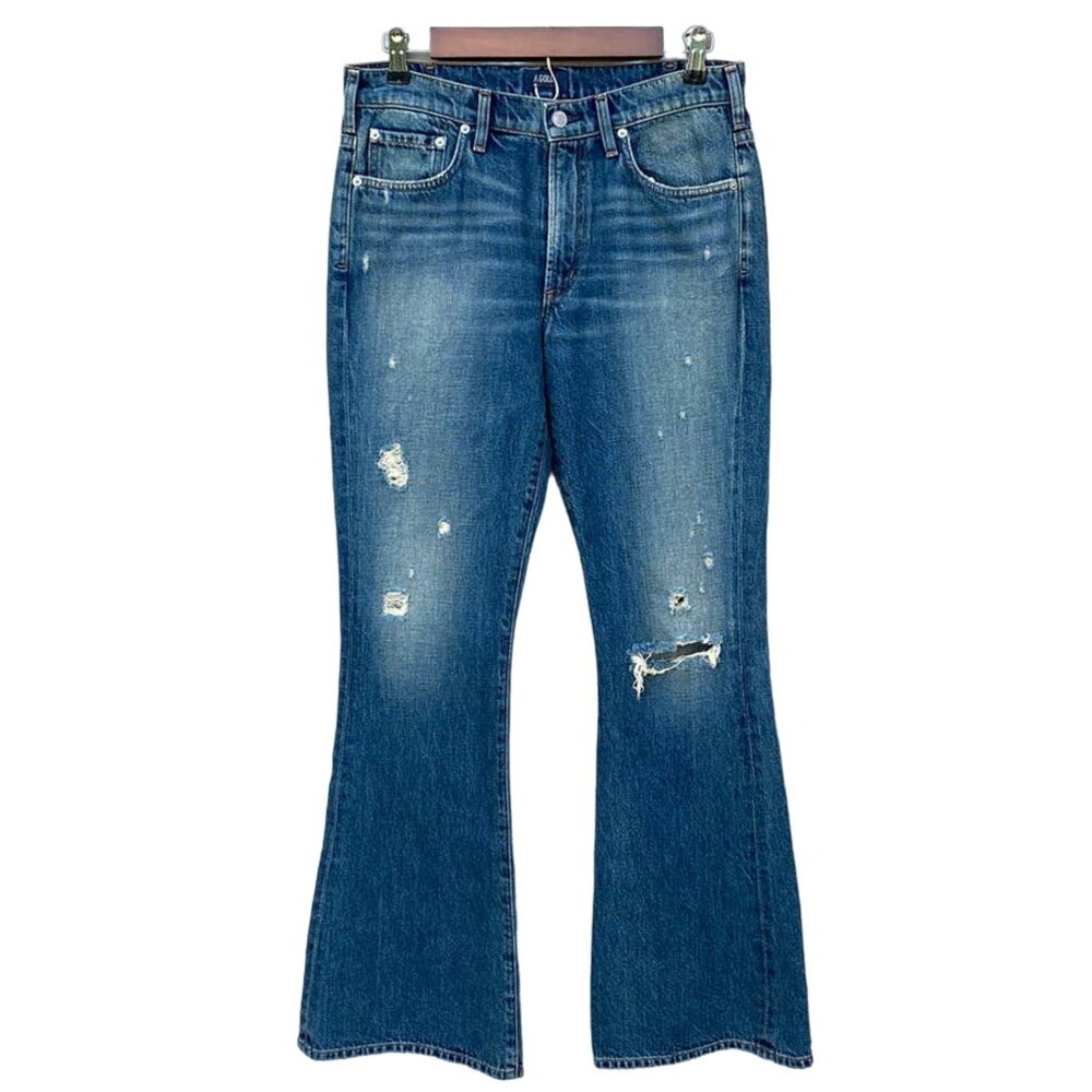 AGOLDE Marie Easy Flare Distressed Dark Wash Jeans NWOT 27